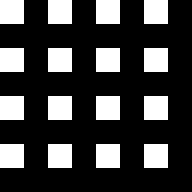 Bayer sensor under a uniform red scene. A regular grid of bright pixels on a dark background — exactly 25% respond.
